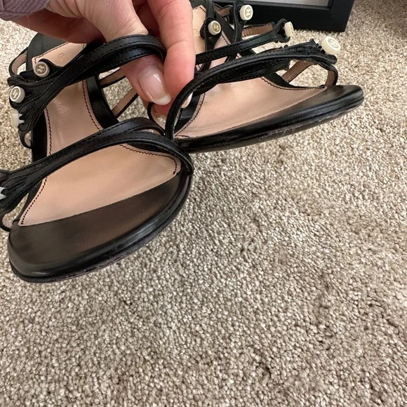 Gucci Marmont Pearl Button Black Strappy Heels - EUC - Picture 11 of 13
